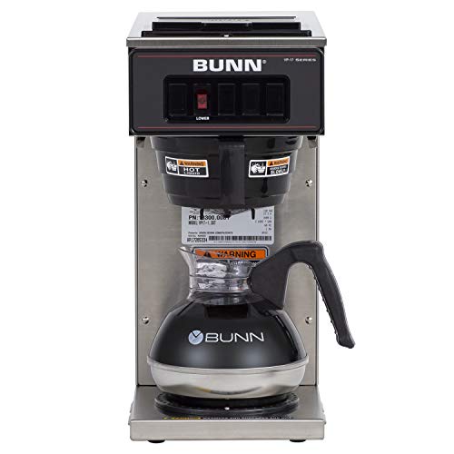 BUNN VP17-1, 12-Cup Low Profile Pourover Commercial Coffee Maker, 1 Warmer, 13300.0001