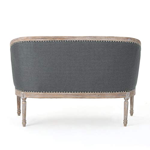 Christopher Knight Home Faye Traditional Fabric Tufted Upholstered Loveseat, Dark Gray, Antique