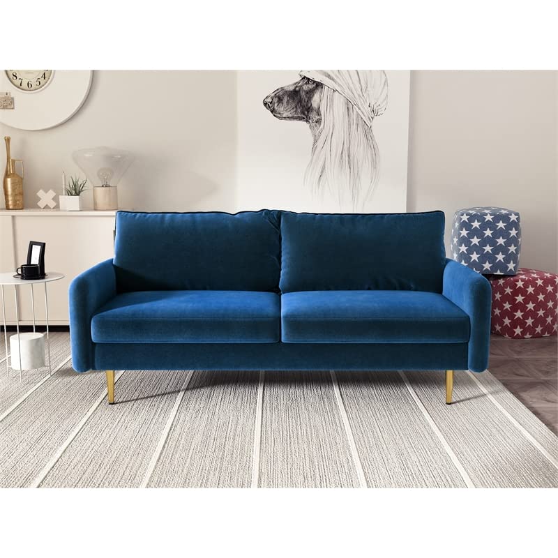 Kingway Furniture Almor Velvet Living Room Sofa in Space Blue