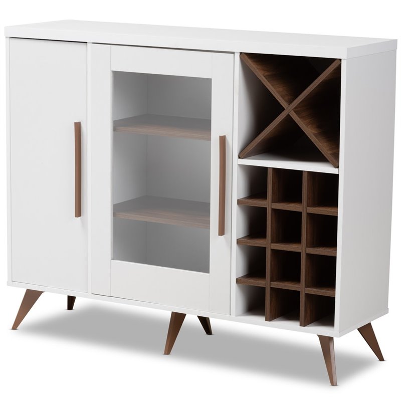 Pietro Wine Cabinet in White and Brown