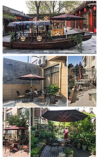 Parasols Brown Ø 9ft Patio Table, Outdoor Garden Umbrellas with Crank and 38mm Aluminum Tilt Pole, UV Protection UPF 50+