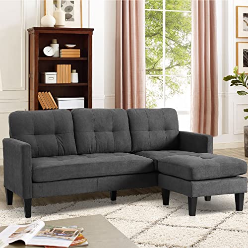 LEISU Convertible Sectional Sofa Couch, L-Shaped Couch Modern Sofa Set with Reversible Chaise for Small Living Room, Apartment and Small Space (Grey)
