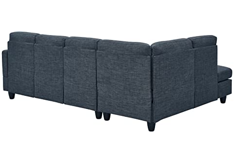 Oadeer Home 95.25'' Modern L-Shaped Sofa and Chaise Sectional, Blue