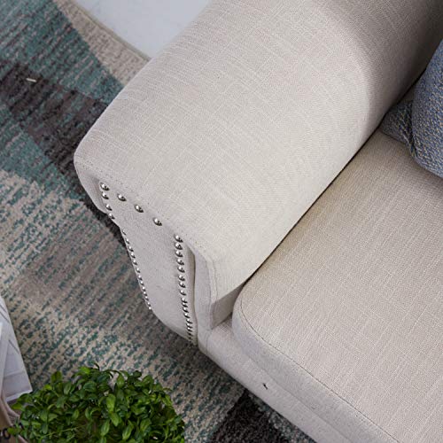 Top Space 2-Seat Living Room Furniture Two-Piece Sofa Home Arm Chair Single Sofa Modern Fabric Accent Chair Set Two (White)