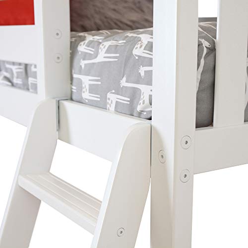 Max & Lily Solid Wood Twin-Size High Loft Bed with Bookcase, White
