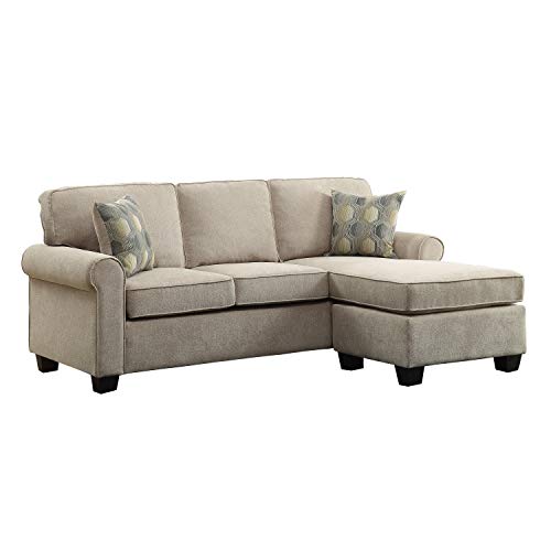 Lexicon Pescadero Fabric Reversible Sofa Chaise with 2 Pillows, 82