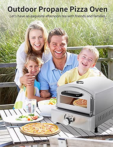 Double Cooking Gas Pizza Oven Outdoor Portable Propane Pizza Oven Countertop Gas Fired Pizza Maker with 13