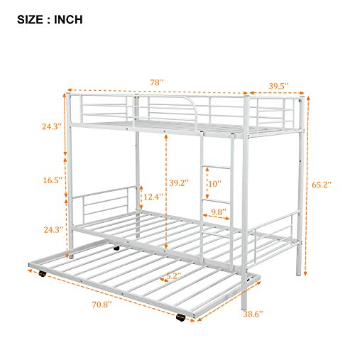 Metal Twin Over Twin Bunk Beds with Storage Shelf Twin Bunk Beds for Kids No Box Spring Required