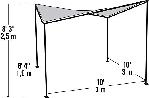 ShelterLogic 10' x 10' Del Ray Gazebo Canopy Charcoal Carbon Steel Frame and Marzipan Tan Water-Resistant and Sun Protection Cover