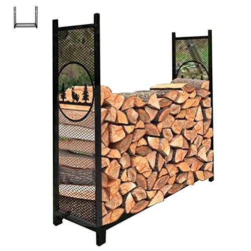 CHLL firewood Rack Outdoor Heavy Duty 4ft Outdoor Indoor Firewood Racks, Any Season Home Fireplace Log Holder Rustproof Log Storage Rack for Backyard, Fireplace, Inside Porch