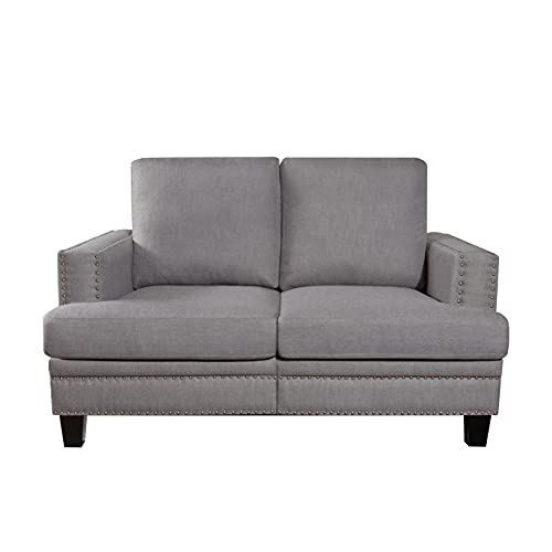 LOKATSE HOME Modern Loveseat Sofa Indoor Furniture Comfy Upholstered Couch for Living Room, Bedroom, Gray