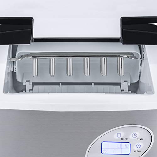 NewAir Portable Ice Maker 50 lb. Daily - Countertop Design - 3 Size Bullet Shaped Ice - AI-215SS - Stainless Steel