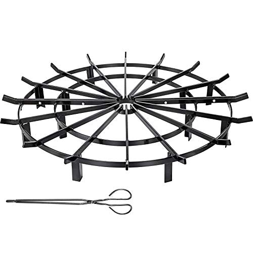 VBENLEM Wheel Firewood Grate 40-Inch Diameter Fire Pit Log Grate with 4-Inch High Log Bed Fire Pit Grate Round,Steel 3/4-Inch Thick Spokes Fire Grate Wheels for Outdoor Campfire