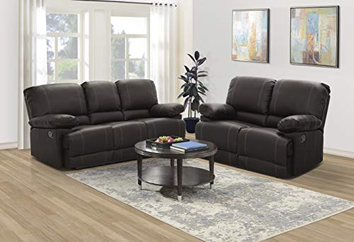 Lexicon Randolph Faux Leather Double Reclining Dropdown Table Sofas, 81