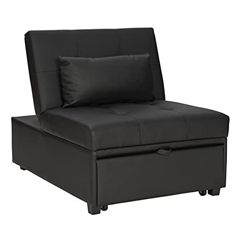 Powell Company Black Faux Leather Powell Marnie Sofa Bed