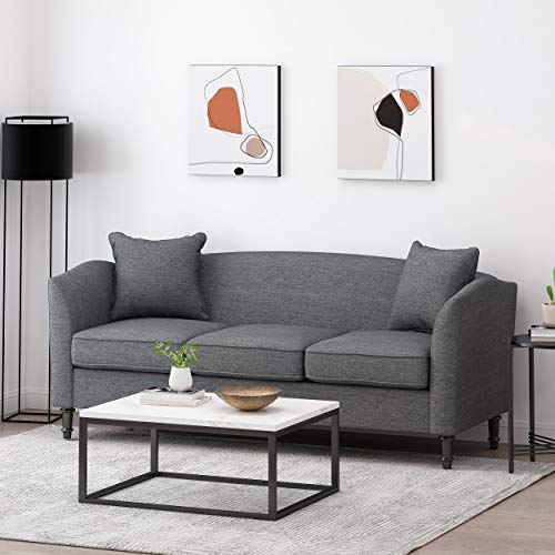 Christopher Knight Home Austell 3 Seater Sofa, Charcoal + Dark Brown