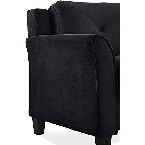 BOWERY HILL Microfiber Loveseat Couch in Black