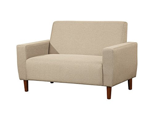 Container Furniture Direct Stiletto Linen Upholstered Mid-Century Modern Loveseat, Beige