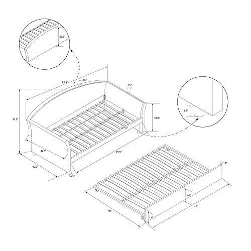 DHP Clara Linen Daybed with Trundle Set, Sofa Bed, Twin Size Frame, Oatmeal