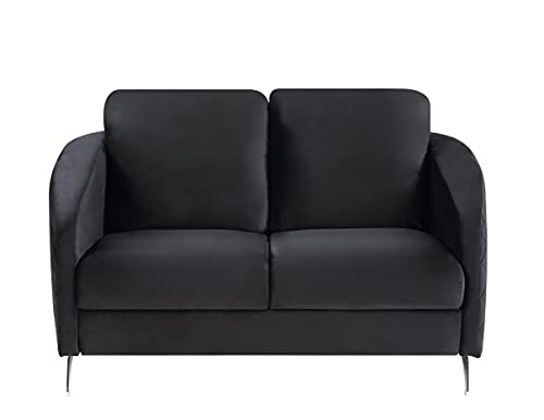 Lilola Home Sofia Velvet Modern Chic Loveseat Couch (Black)