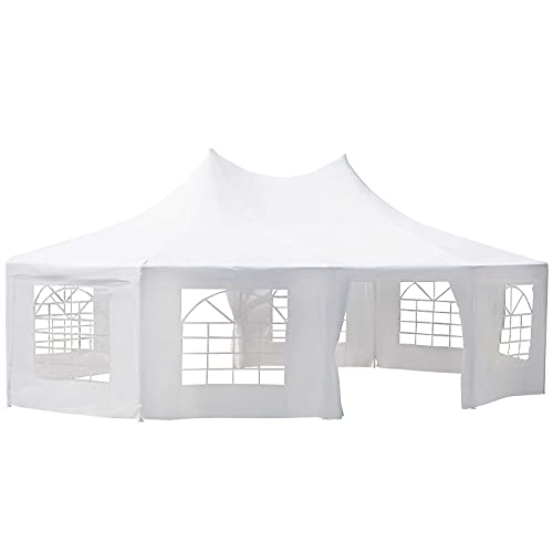 Outsunny 29’x20’ Large 10-Wall Event Wedding Gazebo Canopy Tent with Open Floor Design & Weather Protection, White