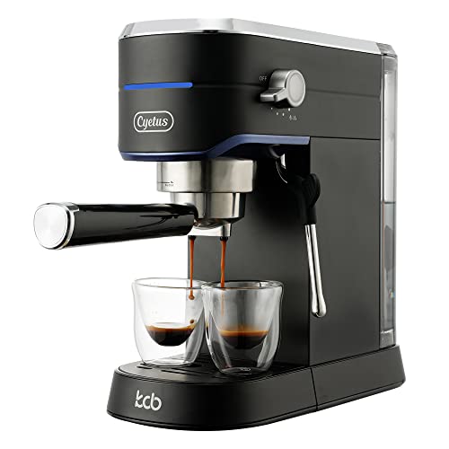 CYETUS Espresso Machine for Home Barista CYK7602, Milk Steam Frother Wand, for Espresso, Cappuccino and Latte, Black