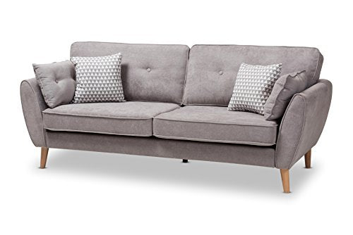 Baxton Studio Manuela Sofa, Light Grey