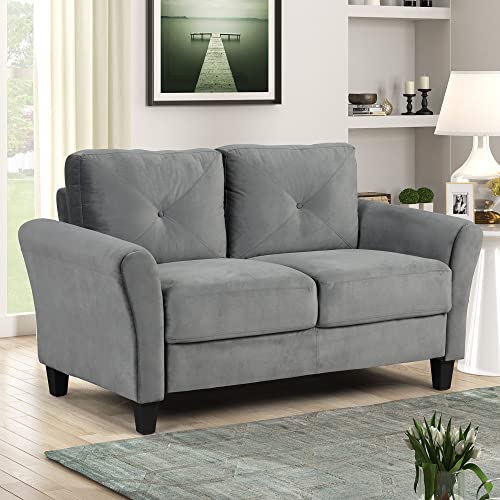 Loveseat Sofa, Classic Tufted Fabric Couch Furniture, Upholstered Sofa for Home or Office (Gray, Loveseat)