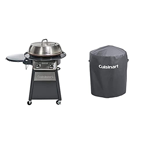 Cuisinart CGG-888 Grill Stainless Steel Lid 22-Inch Round Outdoor Flat Top Gas, 360° Griddle Cooking Center & CGWM-003 360° Griddle Cooking Center Cover