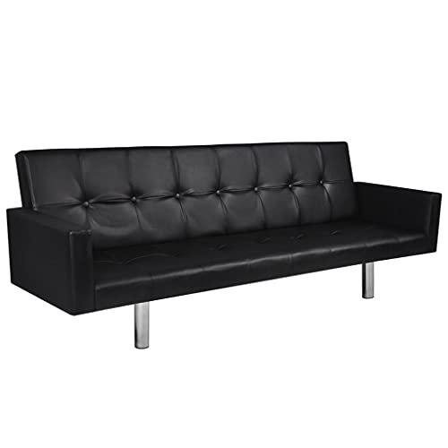 Sofa Bed, Sleeper Sofa L-Shaped Contemporary Design Sectional Sleeper Sofa with Pull Out Bed, Artificial Leather Sleeper Sectional, Black and White