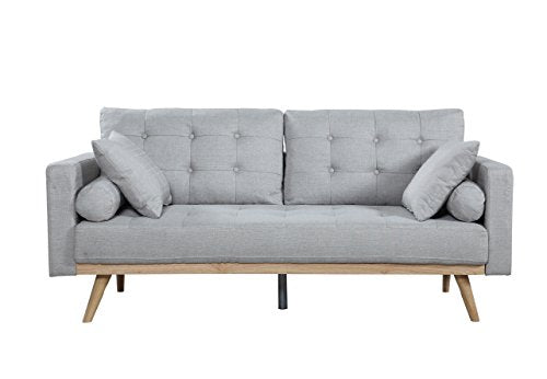 Divano Roma Furniture Mid-Century Sofas, Light Grey, Large