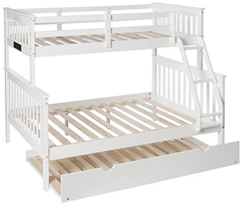 Donco Kids 122-3-TFW-503-W Mission Bunk Bed withTrundle Twin/Full/Twin White
