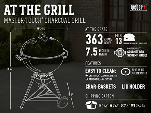 Weber 14501001 Master-Touch Charcoal Grill, 22-Inch, Black