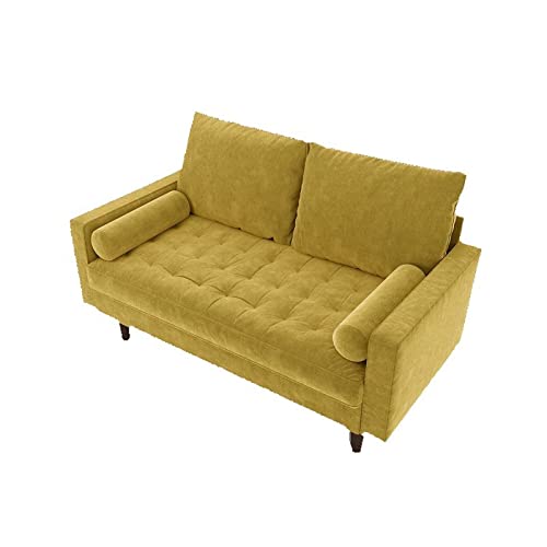 Kingway Furniture Velvet Genoa Living Room Loveseat in Goldenrod