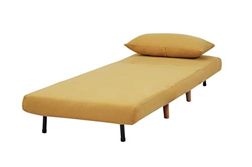 GIA Tri-Fold Convertible Polyester Sofa Bed Chair with Removable Pillow and Legs, Yellow