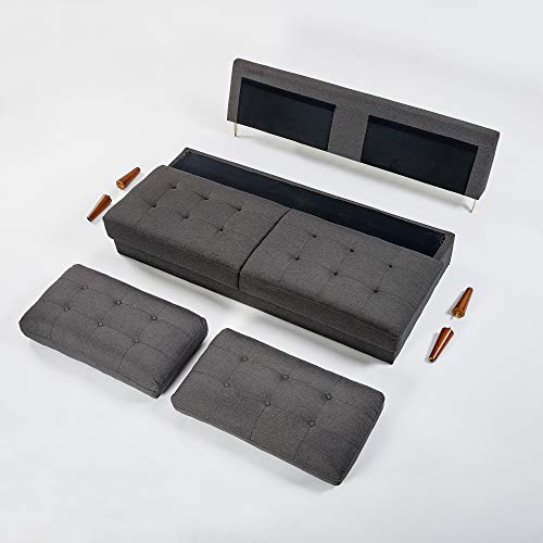 Mellow JULES Modern Armless Loveseat/Sofa/Couch, Dark Grey