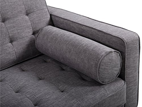 Armen Living Element Sofa in Dark Grey Linen and Walnut Wood Finish