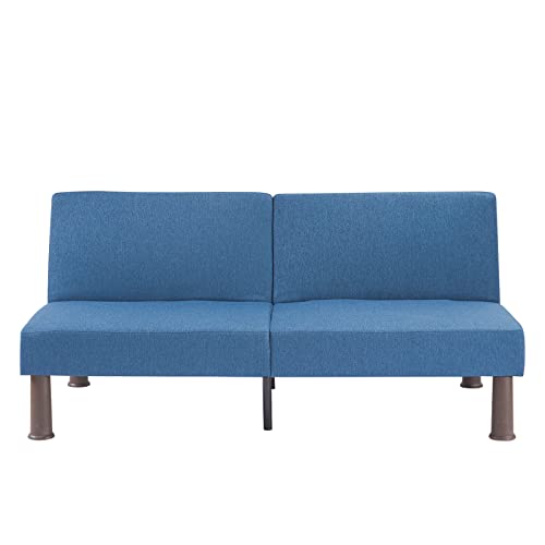 BDEUS Futon Sofa Bed, 70In Convertible Sofa Couch Sleeper with Armless Design, Easy Assembly, 800 lbs Capacity Modern Recliner Lounge Couch for Living Room Apartment Dorm Office, Blue