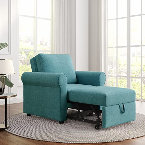 3-in-1 Sofa Bed Chair, Polibi Convertible Sleeper Chair Bed, Adjust Backrest Into a Sofa, Single Bed, Modern Lounger Chair Bed for Living Room Bedroom