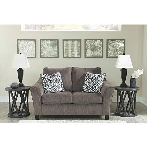 Signature Design by Ashley - Nemoli Modern Loveseat w/ 2 Pillows, Slate Gray