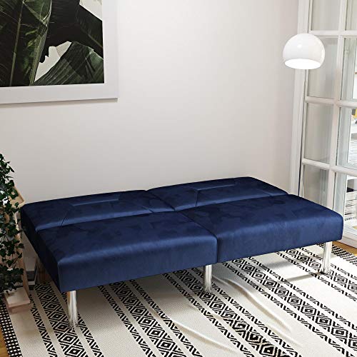 DHP Convertible Sofa Bed and Couch Futon, Blue