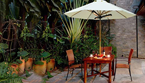 Patio Electric Heater Umbrella Folding Garden Waterproof Outdoor Heaters Infrared Space Heater for Pergola Or Gazabo Parasol with 3 Heating Panels