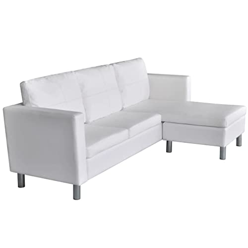 vidaXL vidaXL Sectional Sofa 3-Seater Artificial Leather Couch Seating Black/White