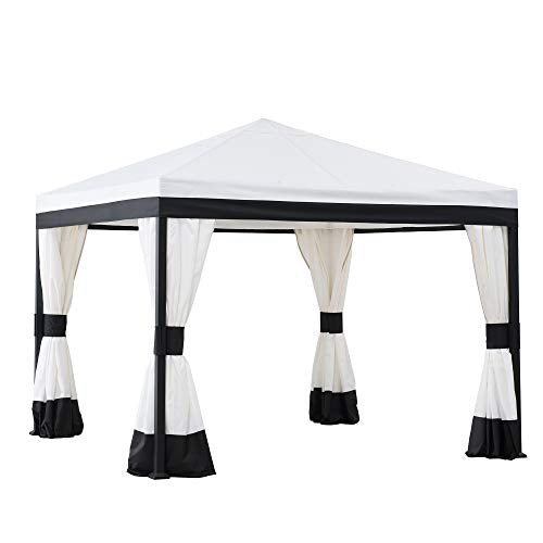Sunjoy Marquis 10x10 ft. Steel Gazebo, White and Black