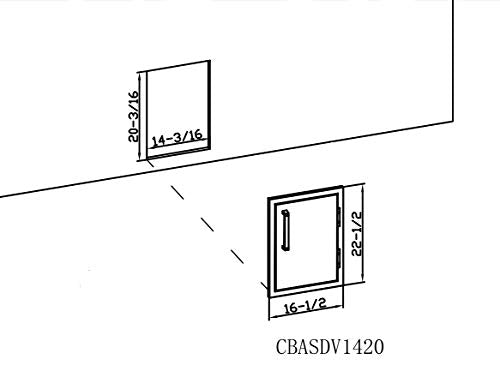 Bonfire Outdoor Kitchen BBQ Access Door,14x20 Inch,304 Stainless Steel Single Vertical Door for Outdoor Kitchen Cabinet or BBQ Island