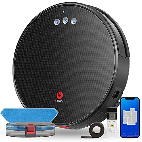Lefant Robot Vacuum and Mop, Robotic Vacuum Cleaner with 2200Pa Suction, Smart Navigation, 150 Mins Runtime, Works with Alexa and Google Assistant, Self-Charging, Ideal for Pet Hair,Floor,Carpet（U180）