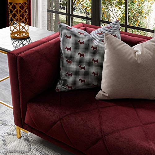 Acanva Velvet Living Room Small, Mid-Century Modern Sofas, 66”W Loveseat, Wine Red