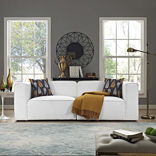 Modway Mingle Contemporary Modern 2-Piece Sectional Sofa Set in White