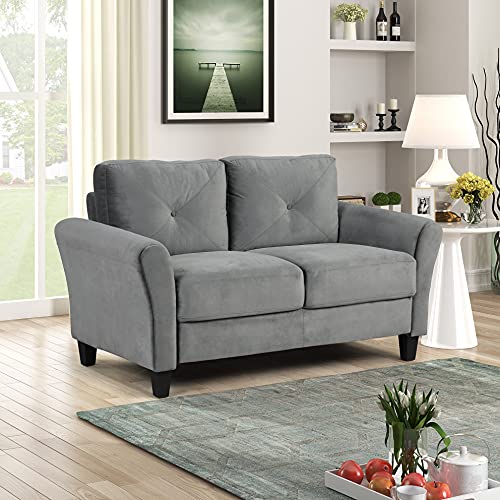 Transnex 2 Pieces Living Room Sofa Set, Sofa Couch Set with Modern Polyester Sofa for Living Room, Straight Arms, Soft Fabric Upholstery (Gray)