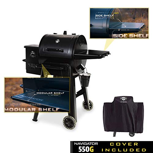 PIT BOSS PB550G Wood Pellet Grill with Cover and Folding Front Shelf Included, 550 sq in, Black